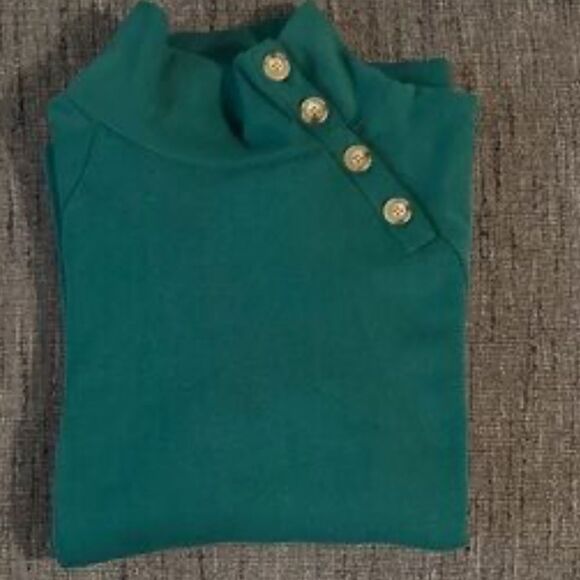J. Crew Wide Button-Collar Tunic Sweatshirt – Cloudspun Fleece Green Size M - Picture 6 of 7